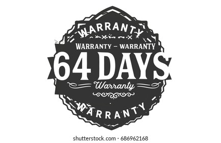 64 days warranty icon vintage rubber stamp guarantee