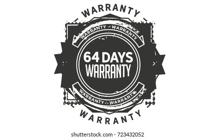 64 days warranty icon vintage rubber stamp guarantee