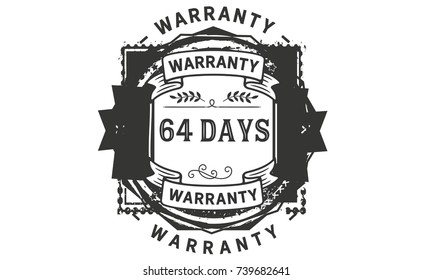 64 days warranty icon vintage rubber stamp guarantee