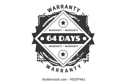 64 days warranty icon vintage rubber stamp guarantee