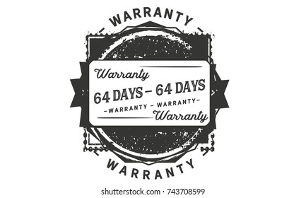 64 days warranty icon vintage rubber stamp guarantee