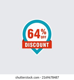 64 discount, Sales Vector badges for Labels, , Stickers, Banners, Tags, Web Stickers, New offer. Discount origami sign banner