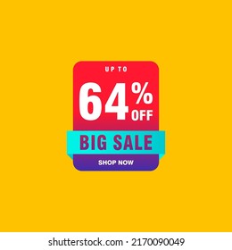 64 discount, Sales Vector badges for Labels, , Stickers, Banners, Tags, Web Stickers, New offer. Discount origami sign banner