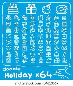 64 doodle series | holiday icon set