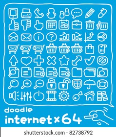 64 doodle series |  internet icon set