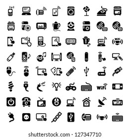 64 Electronic Devices Icons Set for web and mobile. All elements are grouped.