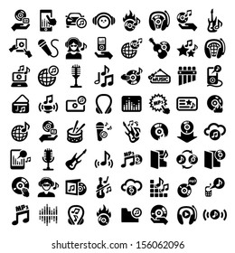 64 Elegant Vector Music Icon Set for web and mobile.