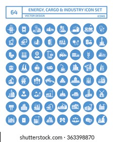 64 Energy,cargo,shipping and industry icon set,clean vector