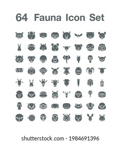 64 Fauna icon set vector