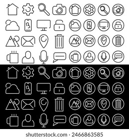 64 flat and minimal icons - general outline icon set