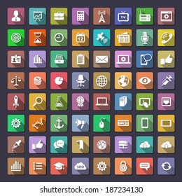 64 icons for web and app. Flaticons series (metro style flat icons with long shadow)