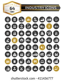 64 Industry and factory icons,clean vector