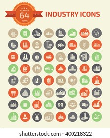 64 Industry icons,clean vector