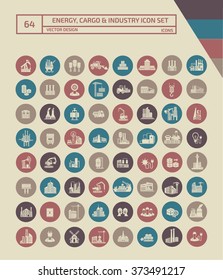 64 Industry,Factory and Construction Icon set,clean vector