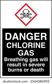 64 ISO 7010 GHS Chemicals Label and Hazard CAUTION Chlorine Gas Breathing Gas Will Result in Severe Burns or Death Vertical.eps
