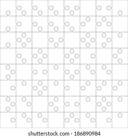 64 Jigsaw puzzle blank template or cutting guidelines 