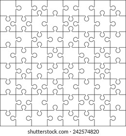 64 Jigsaw puzzle blank template or cutting guidelines : 8*8