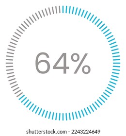 64% de carga. 64% de diagramas de círculo Vector de infografía, 64% listo para usar para diseño web ux-ui