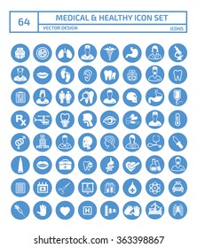 64 Medical and healthy care icon set,clean vector