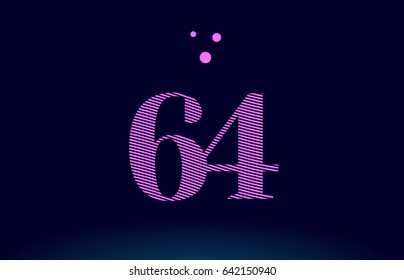 64 number digit logo pink line stripes magenta purple blue font creative text dots company vector icon design