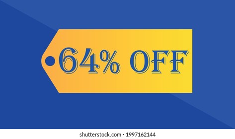 64% de descuento naranja y azul para ofertas especiales en descuentos y promociones.
