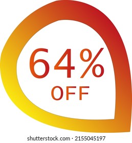 64 percent off with orange vector off circle format