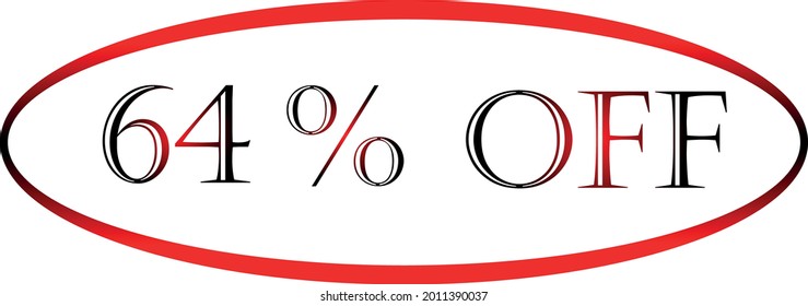 64% del símbolo vector rojo. símbolo de descuento, promoción de descuento, oferta de descuento de venta, publicidad de marketing, súper venta.