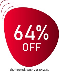 64 percent off with red vector off circle format