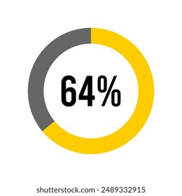 64% por ciento de medidor de diagrama de listo para usar para Diseño web, interfaz de usuario o infografía