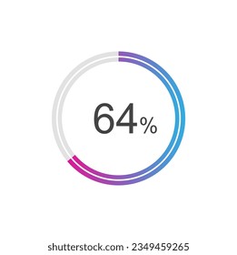 64 percent Update or loading symbol, 64% Circle loading icon template.