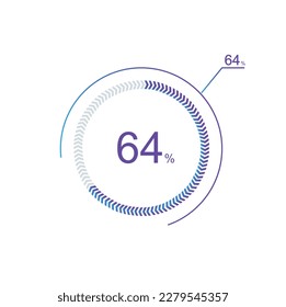 64% percentage infographic circle icons,64 percents pie chart infographic elements for Illustration, business, web design.
