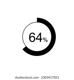 64% percentage infographic circle icons,64 percents pie chart infographic elements for Illustration, business, web design.