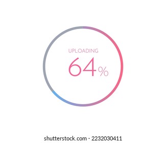 64 percentage uploading, pie chart for Your documents, reports, 64% circle percentage diagrams for infographics