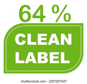 64% pure percentage label. Ecological green stamp. original quality badge vector art illustration with leaf for label or sticker. Eco friendly ancient icon. Organic plant symbol.