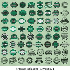 64 Racing badges - vintage style, big green set