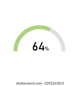 64% semicircle percentage diagrams, 64 Percentage ready to use for web design, infographic or business.