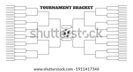 64 soccer team tournament bracket championship template flat style design vector illustration isolated on white background. Championship bracket schedule for soccer, football game spreadsheet.