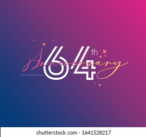 64 th Anniversary celebration logo, Icon template Vector.