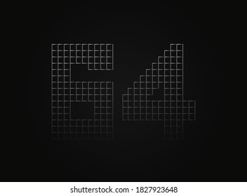 64 vector number made of metal chain link fence. For logo, brand label, design elements, application and more. 

