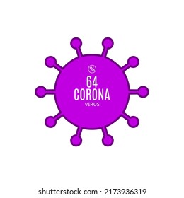 64% vector sign symbol in the form of virus illustration, corona outbreak diagnosis stamp, isolated on white background
