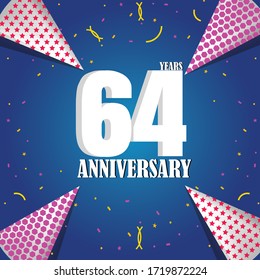 64 year anniversary celebration, vector design for celebrations, invitation cards and greeting cards