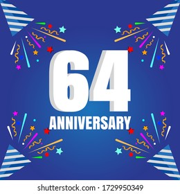 64 year anniversary celebration, vector design for celebrations, invitation cards and greeting cards