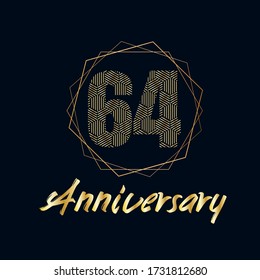 64 year anniversary celebration, vector design for celebrations, invitation cards and greeting cards