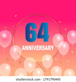 64 year anniversary celebration, vector design for celebrations, invitation cards and greeting cards