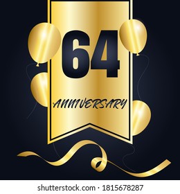 64 year anniversary celebration, vector design for celebrations, invitation cards and greeting cards