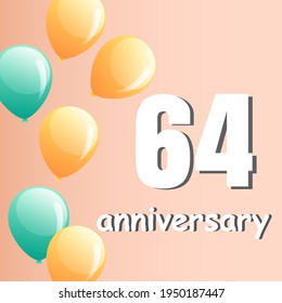 Celebración del 64 aniversario, diseño vectorial para celebraciones, tarjetas de invitación y tarjetas de felicitación