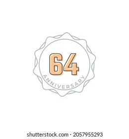 64 Year Anniversary Celebration Vector Badge. Happy Anniversary Greeting Celebrates Template Design Illustration