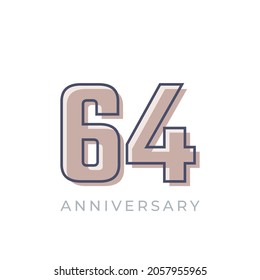 64 Year Anniversary Celebration Vector. Happy Anniversary Greeting Celebrates Template Design Illustration