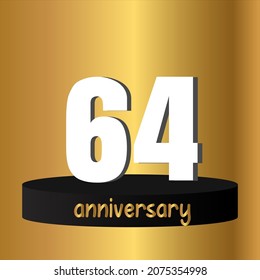 64 year anniversary celebration, vector design for celebrations, invitation cards and greeting cards