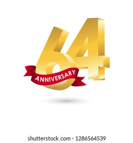 64 Year Anniversary Vector Template Design Illustration